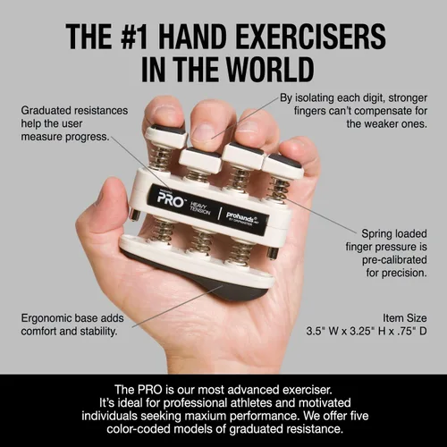Miniatura 3 de Prohands PRO Ejercicio de Mano, Ejercitador de Dedos (Fortalecedor de Agarre de Mano), con Resorte, Sistema de Pistón de Dedos, Aislamiento