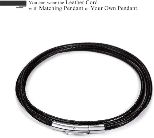 Miniatura 5 de Stainless Steel Pendant Necklace for Men Women Cool Punk Shark Teeth Necklace Cross Necklace Star of David Necklace Black Leather Cord Come Gift Box
