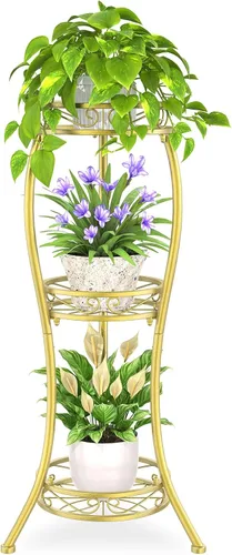 Miniatura 8 de iDavosic.ly Paquete de 2 soportes de metal para plantas para interiores y exteriores, 11 pulgadas de ancho, de hierro resistente al óxido, para Negro