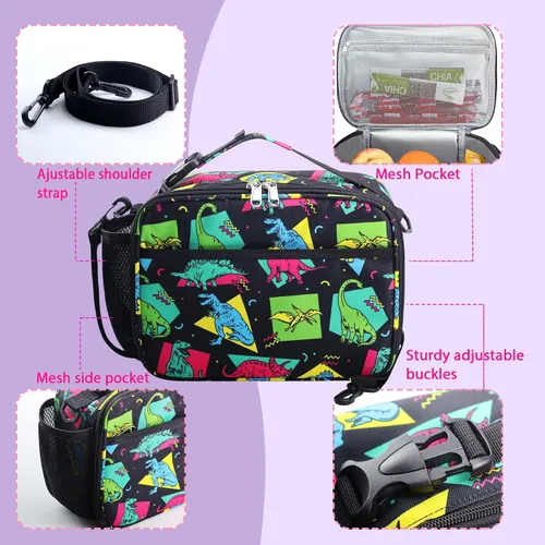 Miniatura 5 de RLGPBON Lonchera para Niños, Lonchera con Aislamiento Térmico para Niños y Niñas, Bonita Bolsa de Almuerzo y Lonchera Reutilizable para Niños