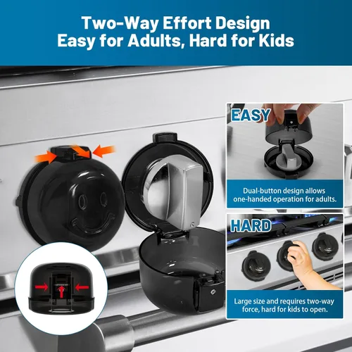 Miniatura 2 de Fundas de seguridad para pomos de estufa a prueba de niños, fundas para pomos de horno para seguridad infantil, 5 unidades, cubiertas negras