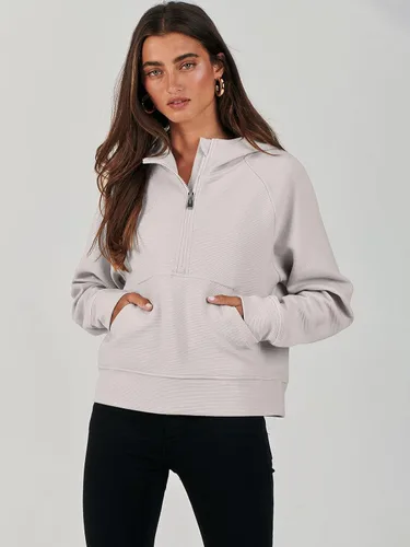 Miniatura 3 de ANRABESS Half Zip Sweatshirts Cropped Hoodies Fleece Womens Quarter Zip Up Pullover Sweaters Fall Outfits 2023 Winter Clothes