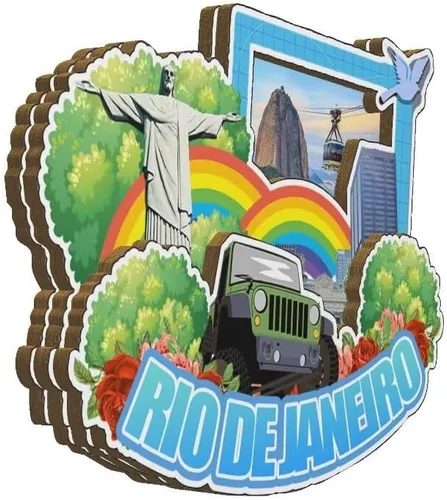 Miniatura 2 de Imán de Río de Janeiro Brasil para nevera de madera 3D, monumentos de viaje, coleccionables, recuerdos, decoración hecha a mano -4225
