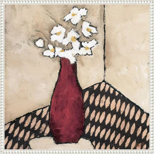 Miniatura 16 de Amanti Art Lienzo enmarcado para pared, florero rojo retro de 16 x 16 pulgadas, por Judi Bagnato, lienzo enmarcado para pared, obras de arte