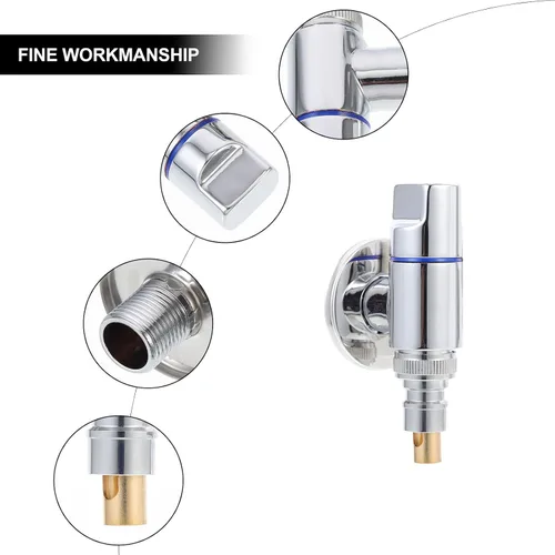 Miniatura 5 de 2 válvulas de cierre de acero inoxidable para lavadora, válvulas de parada de ángulo de 1/2 pulgada con chapado de espejo para uso doméstico, mini
