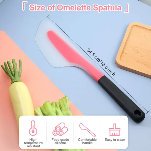 Miniatura 3 de Patelai Espátula de tortilla de cocina para tortilla, de silicona, antiadherente, raspador de pigmentos de silicona con agarre antideslizante