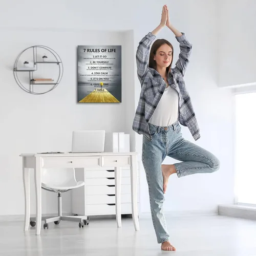 Miniatura 2 de 7 reglas de la vida - Decoración de pared motivacional sobre lienzo para impresiones de aula, impresiones inspiradoras de arte de pared