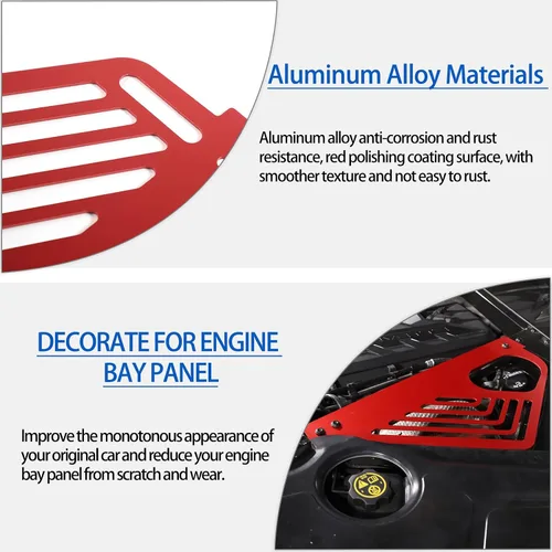 Miniatura 4 de Cubierta de panel de bahía de motor compatible con Chevrolet Corvette C8 Stingray 2020-2024, compartimento de aluminio para motor izquierdo derecho