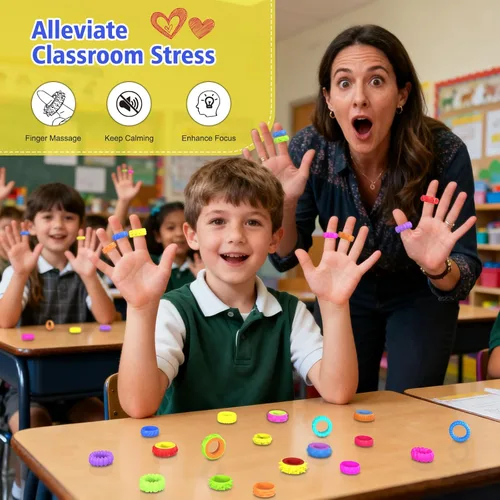 Miniatura 5 de Anillos giratorios de juguetes fidget para niños – Juguetes sensoriales para aliviar la ansiedad para niños con autismo, herramienta de TDAH