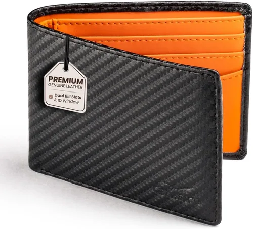 Cartera para hombre Cartera delgada de piel auténtica con RFID Regalo para hombres empaquetado en elegante caja de regalo