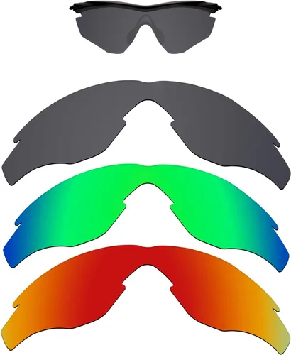 Kygear Lentes de repuesto polarizadas compatibles con el marco Oakley M2 para hombres y mujeres, Armadura negra y verde menta y rojo fuego