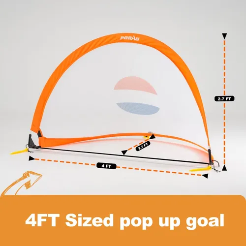 Miniatura 3 de Porayhut Red de fútbol de apertura rápida para niños, juego de 2 estacas portátiles 210D Oxford extra para diversión en el patio trasero