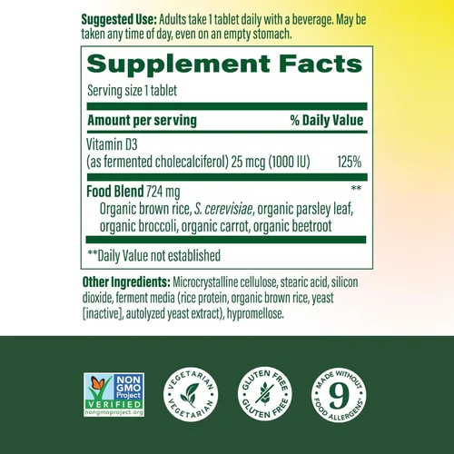 Miniatura 2 de MegaFood Vitamina D3 1000 UI (25 mcg) – Suplementos de vitamina D con alimentos reales, apoyo inmunológico, apoya huesos, dientes y músculos