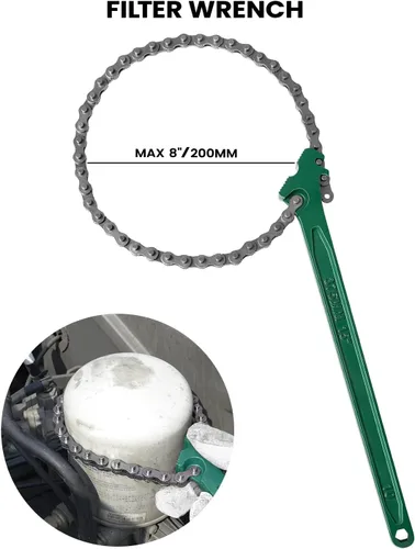 Miniatura 2 de Llave de cadena resistente de 15 pulgadas para semirremolque, llave inglesa de trinquete ajustable para filtro de aceite para accesorios de tubería