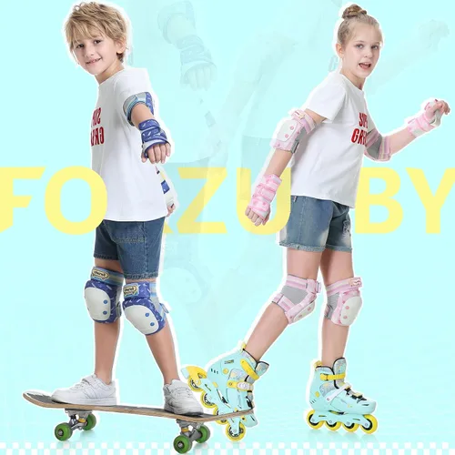Miniatura 7 de Forzueby - Rodilleras, coderas, muñequeras para niños/adultos, juego de equipo protector 6 en 1 para patinaje en línea, patinaje sobre ruedas