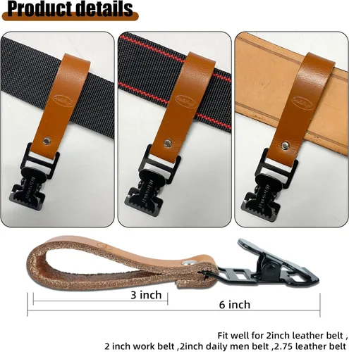 Miniatura 2 de MELOTOUGH Clip para Guantes de Cuero, Soporte para Guantes, Clip para Cinturón de Guantes de Trabajo Cuero marrón