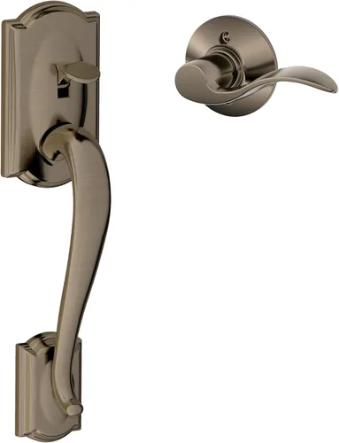 Miniatura 22 de SCHLAGE FE285 622 Acc CAM LH Juego de Manijas Mitad Inferior, Moldura Interior Camelot, Negro Mate