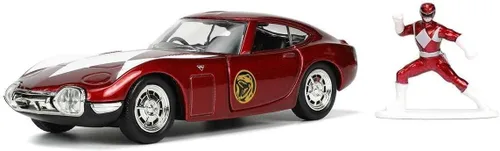 Miniatura 7 de Jada Toys Power Rangers 1:32 1967 Toyota 2000 GT - Coche fundido a presión y figura de 1.65 pulgadas Red Rangers, juguetes para K a partir de 8 años