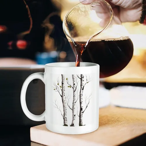 Miniatura 6 de Birch Tree Coffee Cup Ceramic, Sublimation Mugs with Large Handle for Tea, Personalized Machine Washable Drinking Mug for Buffets, Home, And