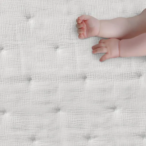 Miniatura 3 de Levtex Baby - Juego de cama de muselina en nube para cuna - Juego para habitación infantil - Estrellas beige y cacao - Muselina texturizada gris