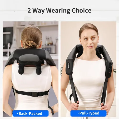 Miniatura 8 de Masajeador de cuello y hombros y espalda con calor, ancho ajustable, masajeador Shiatsu inalámbrico para aliviar el dolor de tejido profundo, motor