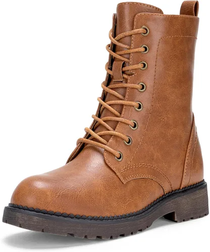 Miniatura 13 de Vepose Botas militares de combate para mujer, botas planas de tobillo en negro, con cremallera interior, estilo 925