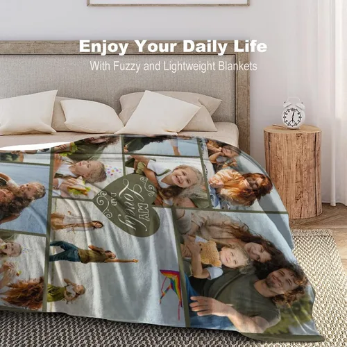 Miniatura 2 de Mantas personalizadas con fotos, manta para el día del padre: fabricada en Estados Unidos, mantas personalizadas con imágenes, manta personalizada