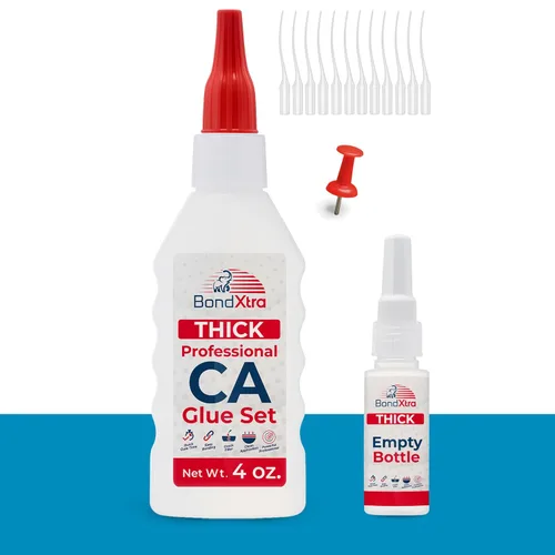 Miniatura 18 de Pegamento CA mediano de 2 onzas para carpintería, kit de superpegamento premium para torneado de madera con botellas adicionales, tapas