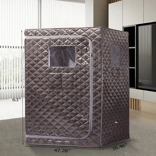 Miniatura 2 de Smartmak Tienda de campaña de sauna de vapor de tamaño completo con 2 sillas portátiles, sala de espacio grande para una o dos personas, vapor