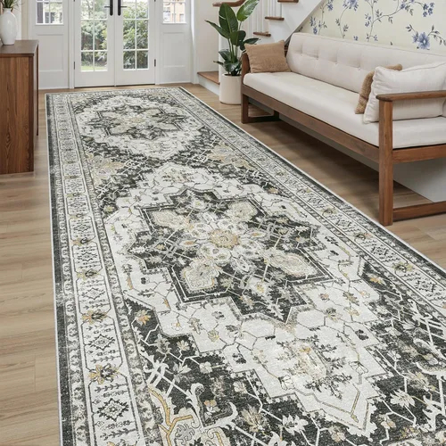 Miniatura 612 de Madane Tapete lavable de 2 x 10 pies para pasillo, cocina, recibidor, clásico, suave, antideslizante para interiores, casa de campo, baño, sala