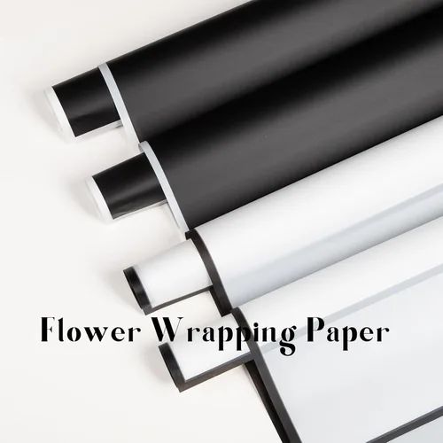 Miniatura 4 de Gloreyan 20 hojas de papel de regalo de flores, suministros de envoltura de ramo de floristería negro impermeable con borde blanco para embalaje