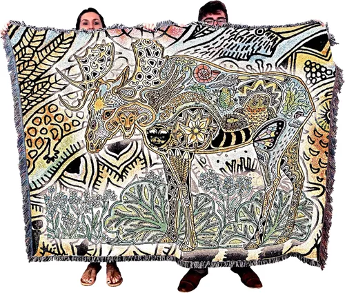 Miniatura 17 de Pure Country Weavers Sue Coccia - Manta de ovejas de cuerno grande, tótem de espíritus animales, manta de regalo tejida de algodón, fabricada