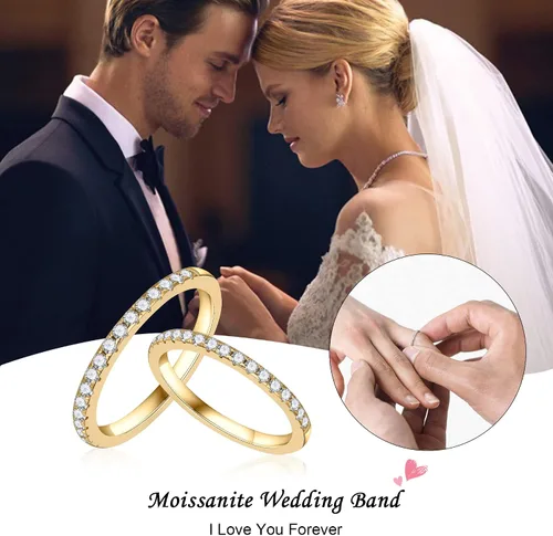 Miniatura 3 de SMILEST 1.8mm Moissanite Eternity Band Rings for Women, 0.25 0.3ct D Color VVS1 Clarity Lab Created Moissanite 14K White Yellow Rose Gold Vermeil