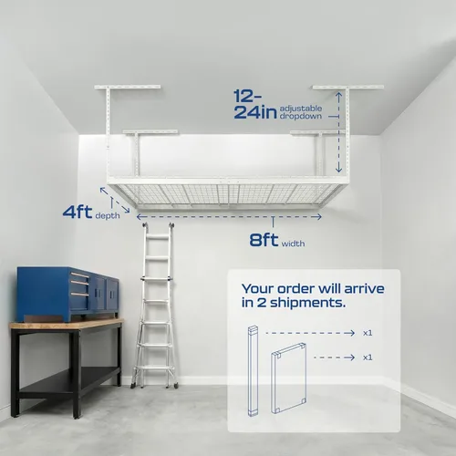Miniatura 3 de MonsterRax Estante de Almacenamiento Aéreo para Garaje - Estante de Techo de 4 x 8 para Estantes de Garaje, Estantería de Organización, Estante