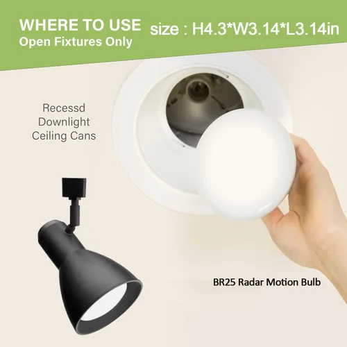 Miniatura 6 de LUXON Bombillas con sensor de movimiento de radar BR25 de 9 W, detector equivalente al atardecer al amanecer de 90 W, iluminación de lámpara LED