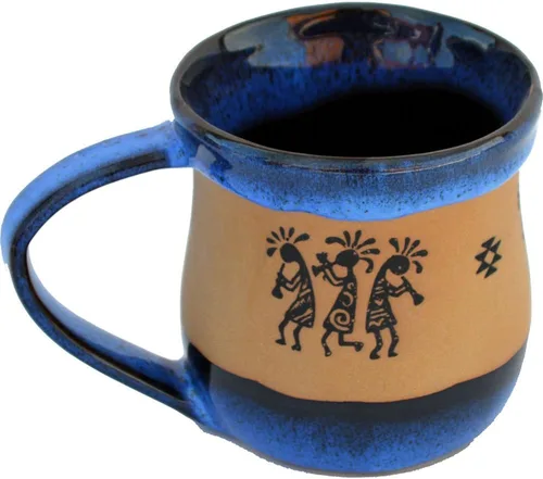 Miniatura 7 de ALWAYS AZUL POTTERY Trio Kokopelli - Taza de café de cerámica hecha a mano con esmalte azul de García, elegante y única, vasos de arcilla pulida