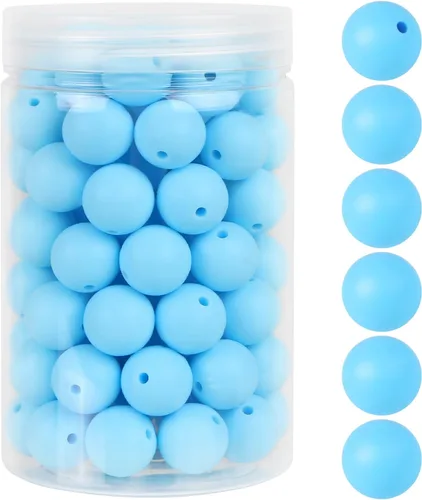 Miniatura 14 de EVERMARKET - 110 cuentas focales de silicona, cuentas de silicona de 0.59 pulgadas para hacer llaveros, cuentas redondas de silicona a granel