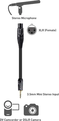Miniatura 3 de Cable Matters Cable XLR de 0.138 in a XLR – 6 pies, macho a hembra 1/8 a XLR, cable XLR hembra a 0.138 in para DSLR, videocámara DV, grabadora