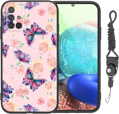 Miniatura 54 de Funda para Galaxy A51 5G (no compatible con la versión A51 4G) con correa de cordón, para niñas y mujeres, diseño lindo de anime, funda de silicona