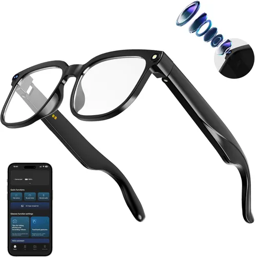 Miniatura 11 de Lentes inteligentes AI con cámara, lentes de cámara de 8 MP, grabación de video antivibración de 1080P, traducción en tiempo real, asistente de voz