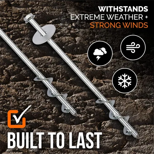 Miniatura 7 de Anclajes para Trampolín de Viento Fuerte Heavy Duty de 12" Juego de 4/6/8 con Correas, Broca de Taladro - Kit de Anclaje para Trampolín - Anclajes