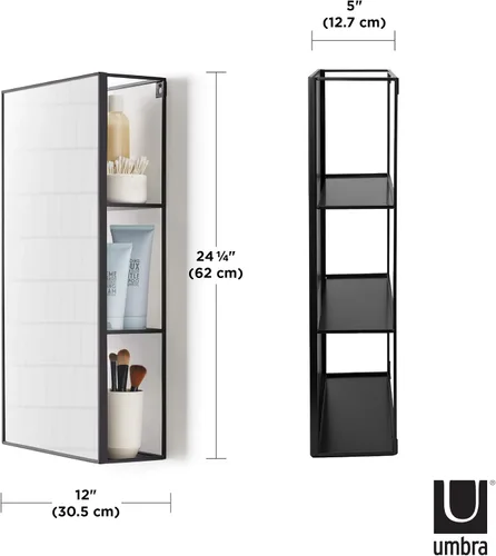 Miniatura 3 de Umbra Cubiko - Armario de almacenamiento rectangular de metal negro de 24 x 12 pulgadas con 3 estantes