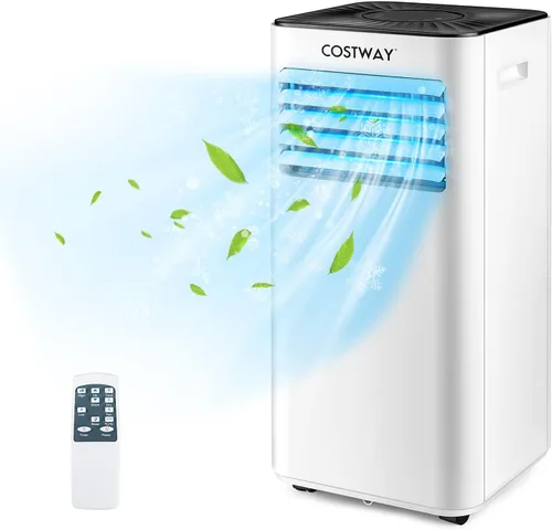 COSTWAY Aire acondicionado portátil 10000BTU, deshumidificador, refrigeración para espacios de habitación de hasta 350 pies cuadrados con función de