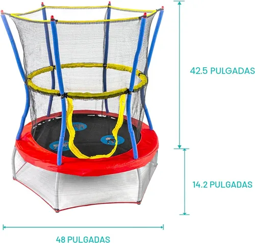 Miniatura 5 de Mini Trampolín con red de recinto Rojo