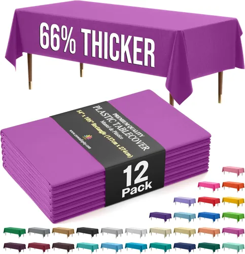 Miniatura 67 de Exquisite 66% Thicker Premium Plastic Table Cloth Rectangle Table Cover 0.5 Mil 6 Pack Aqua Table Cloth 54 Inch x 108 Inch Disposable Tablecloth