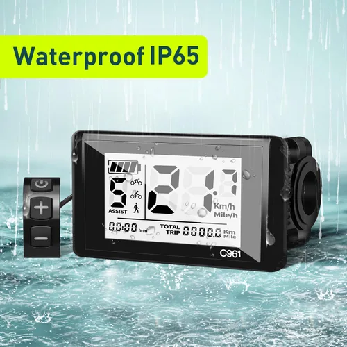 Miniatura 8 de Pantalla LCD Ebike hembra de 5 pines C961 para Bafang BBS01B BBS02B BBSHD Mid Drive Motor, computadora de pantalla Ebike con protocolo UART 0-9