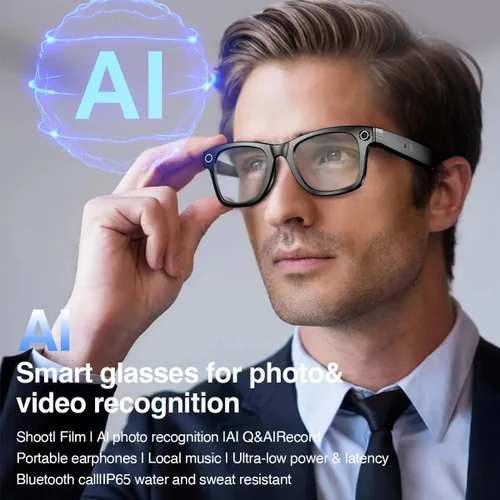 Miniatura 4 de Gafas inteligentes AI con cámara,Foto y video HD,Gafas de sol Bluetooth Altavoces incorporados,Música inalámbrica y llamada