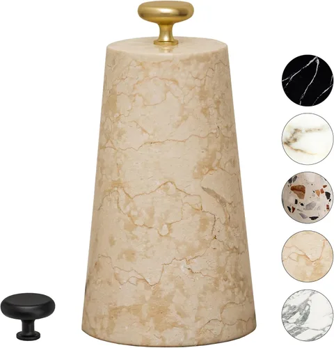 Tope de puerta decorativo de mármol crema, bonito tope de puerta con mango de hierro fundido, tope de puerta pesado para tu puerta interior o