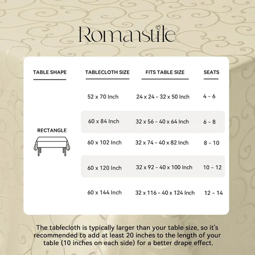 Miniatura 6 de Romanstile Mantel Rectangular de Jacquard, Mantel de Mesa Impermeable Elegante con Patrón Floral Rizado de Damasco, Cubierta de Mesa Decorativa