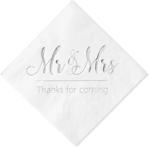 Miniatura 8 de Crisky Servilletas de boda Mr Mrs Bule - Servilletas doradas de postre para boda, ducha, compromiso, fiestas, 100 unidades, 3 capas
